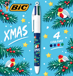 BIC 4 Couleurs avec stylos blancs, rouge et bleu ciel