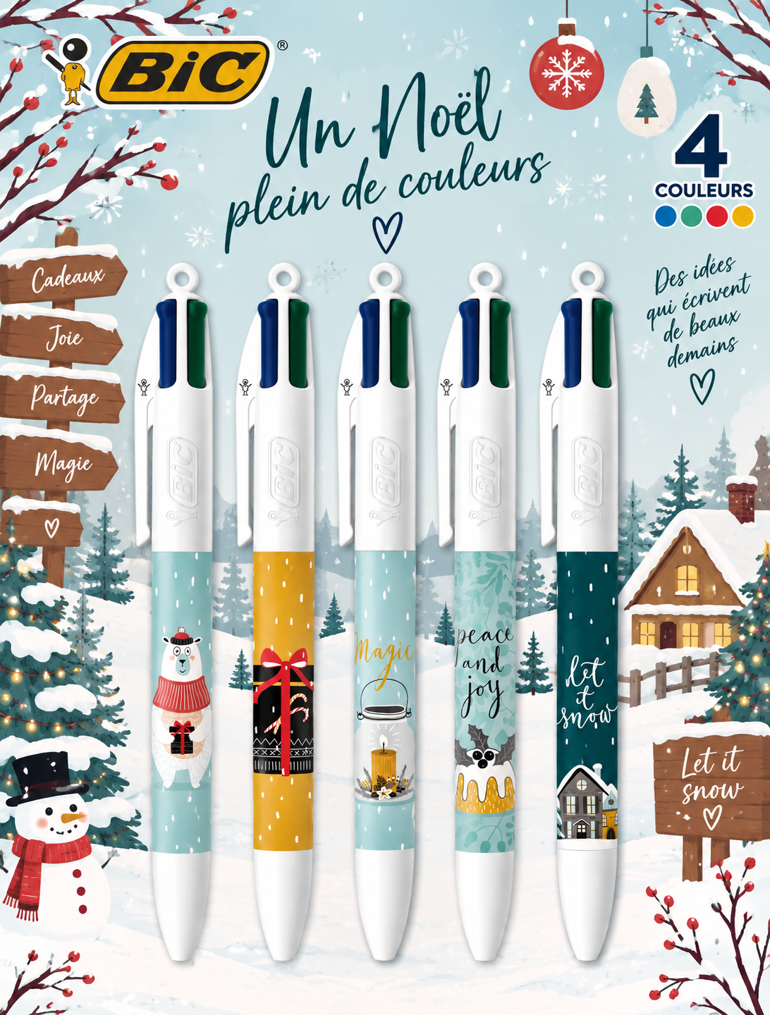 Collection BIC 4 Couleurs - Édition Noël enneigé