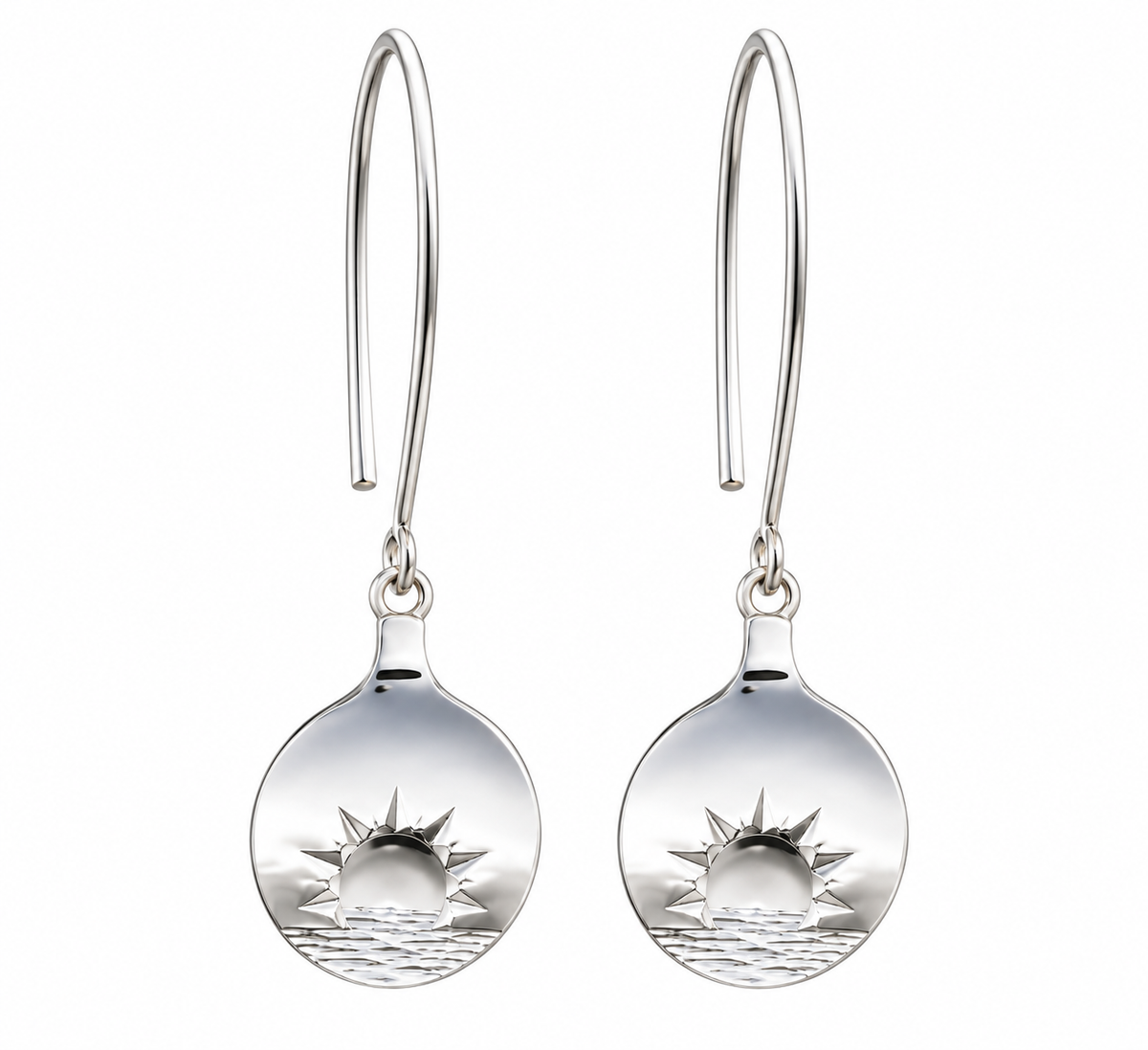 Boucles d’Oreilles Midnattssol – Long Crochet en Argent
