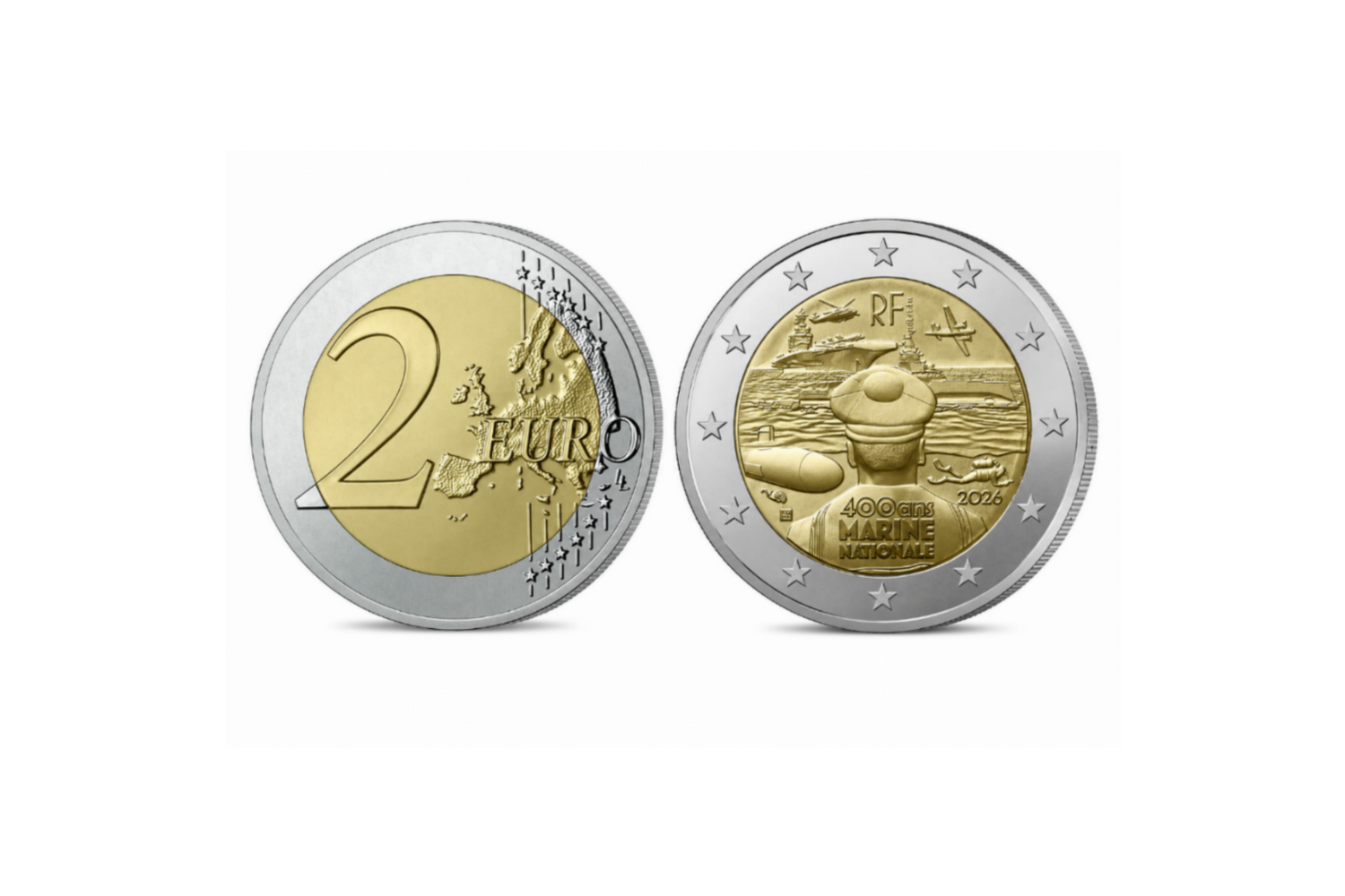 Pièce Commémorative de 2€ - 400 ans Marine Nationale 2026