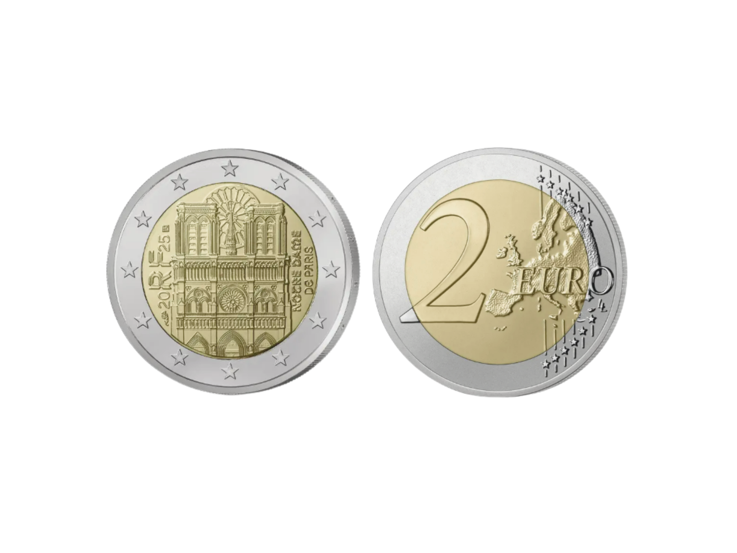 Pièce 2€ Commémorative Notre-Dame de Paris 2025 - Fleur de Coins