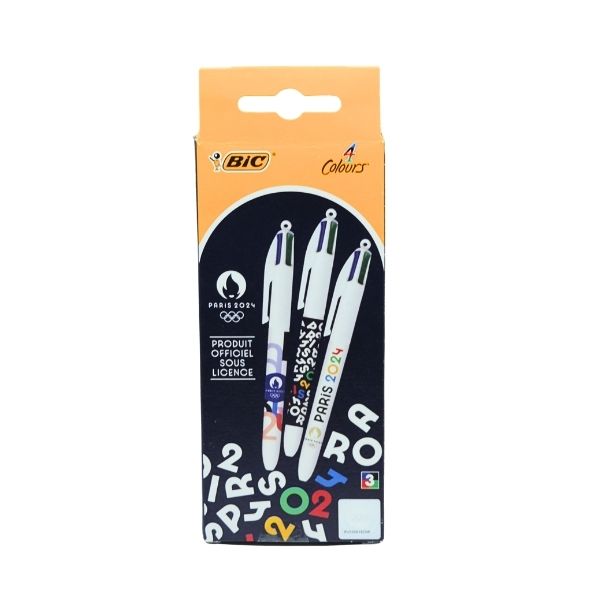 Lot de 3 Stylos BIC 4 Couleurs – Édition Paris 2024