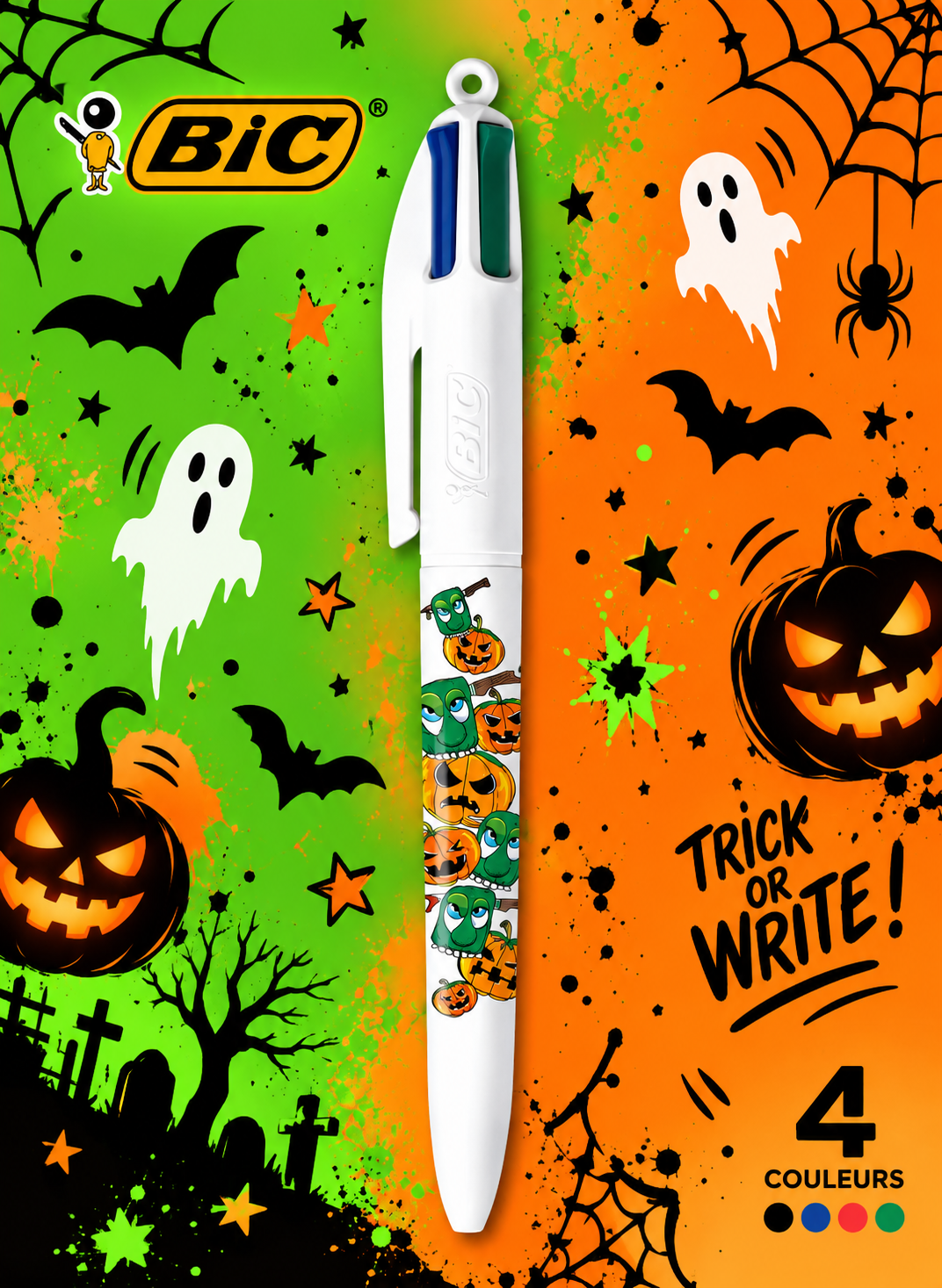 Décor Halloween du stylo BIC 4 Couleurs Petits Monstres
