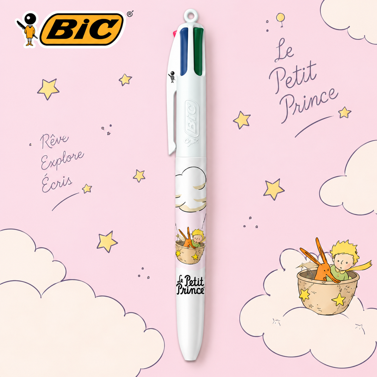 Stylo BIC 4 Couleurs Le Petit Prince 80 ans et ses quatre mines intégrées