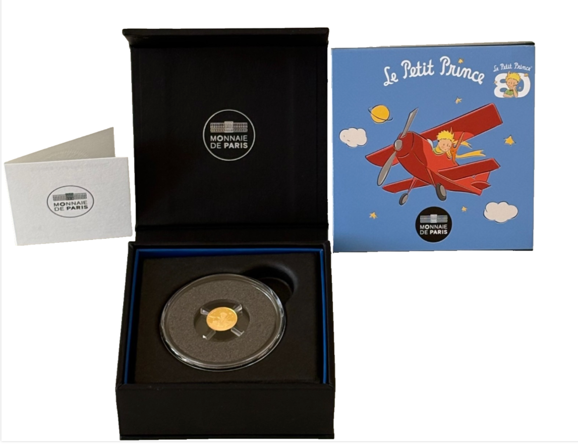 Pièce 5 € en Or officielle  avec coffret Le petit Prince Monnaie de Paris 