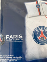 Parure de lit PSG blanche - Taie d'oreiller et housse de couette assortie | Kadogallerie