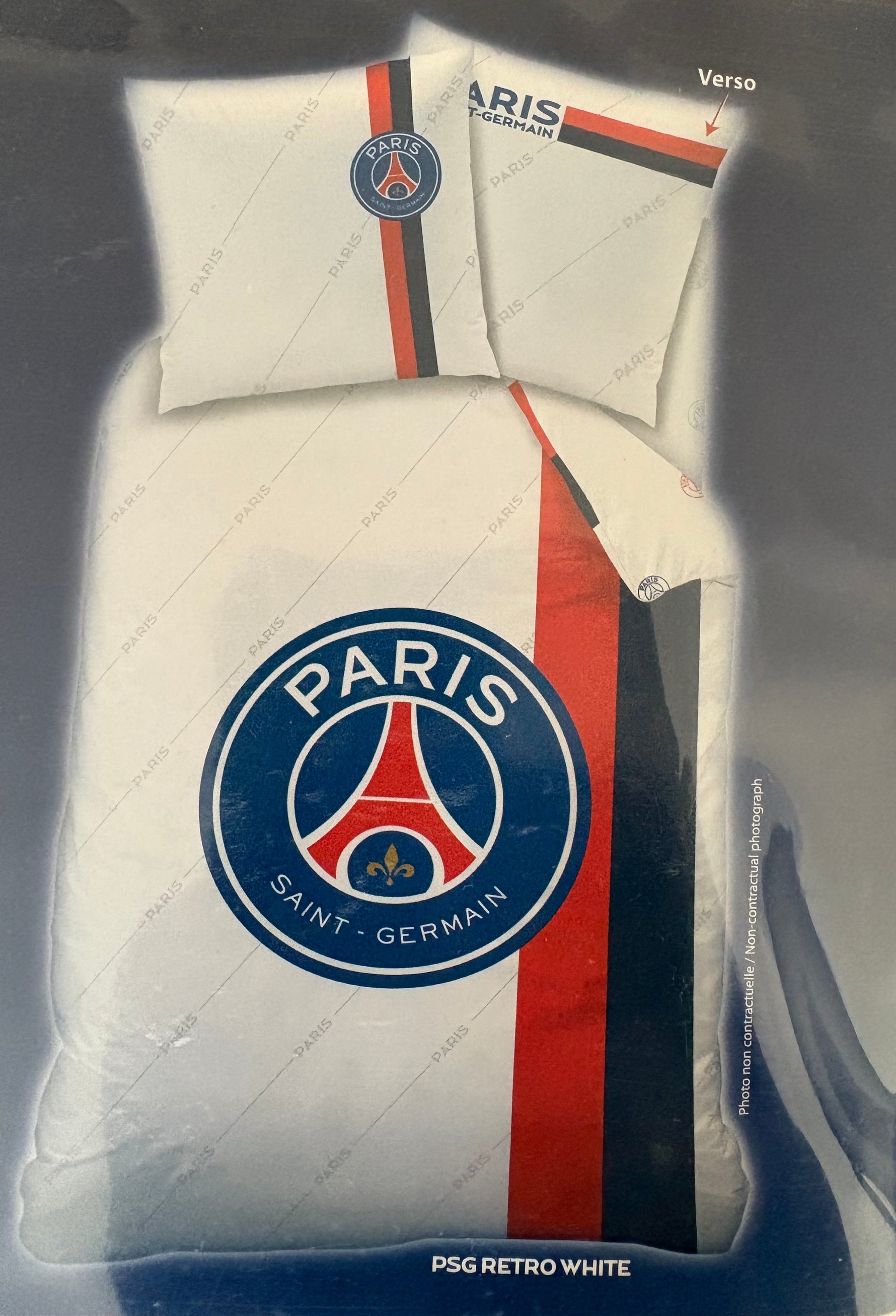 Cadeau fan PSG - Parure de lit officielle Collection Rétro Blanc Paris Saint-Germain | Kadogallerie