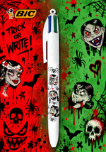 Stylo BIC 4 Couleurs thème Petits Monstres, idée cadeau Halloween