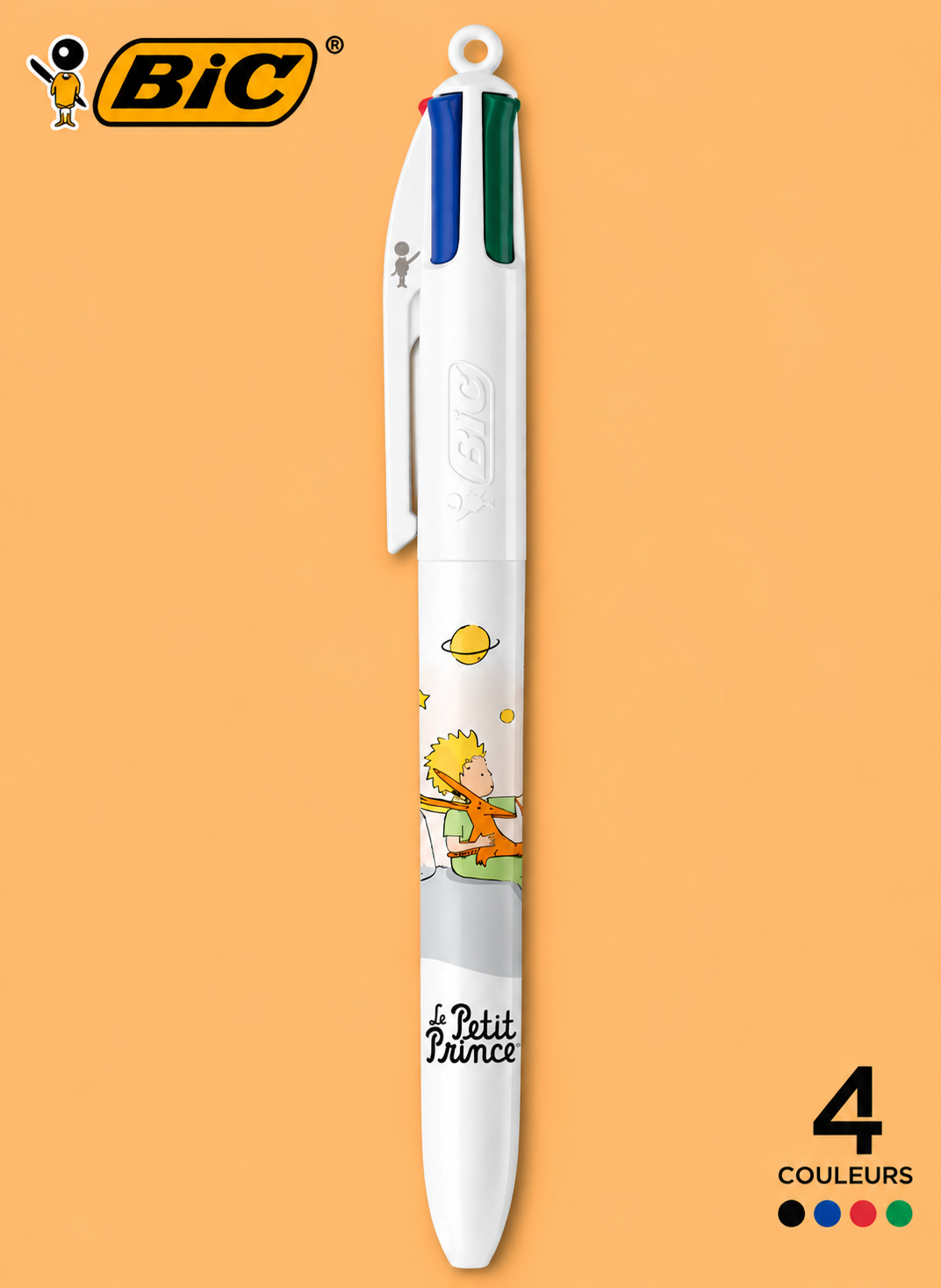 Stylo BIC 4 Couleurs Le Petit Prince 80 ans, quatre encres noir bleu rouge vert