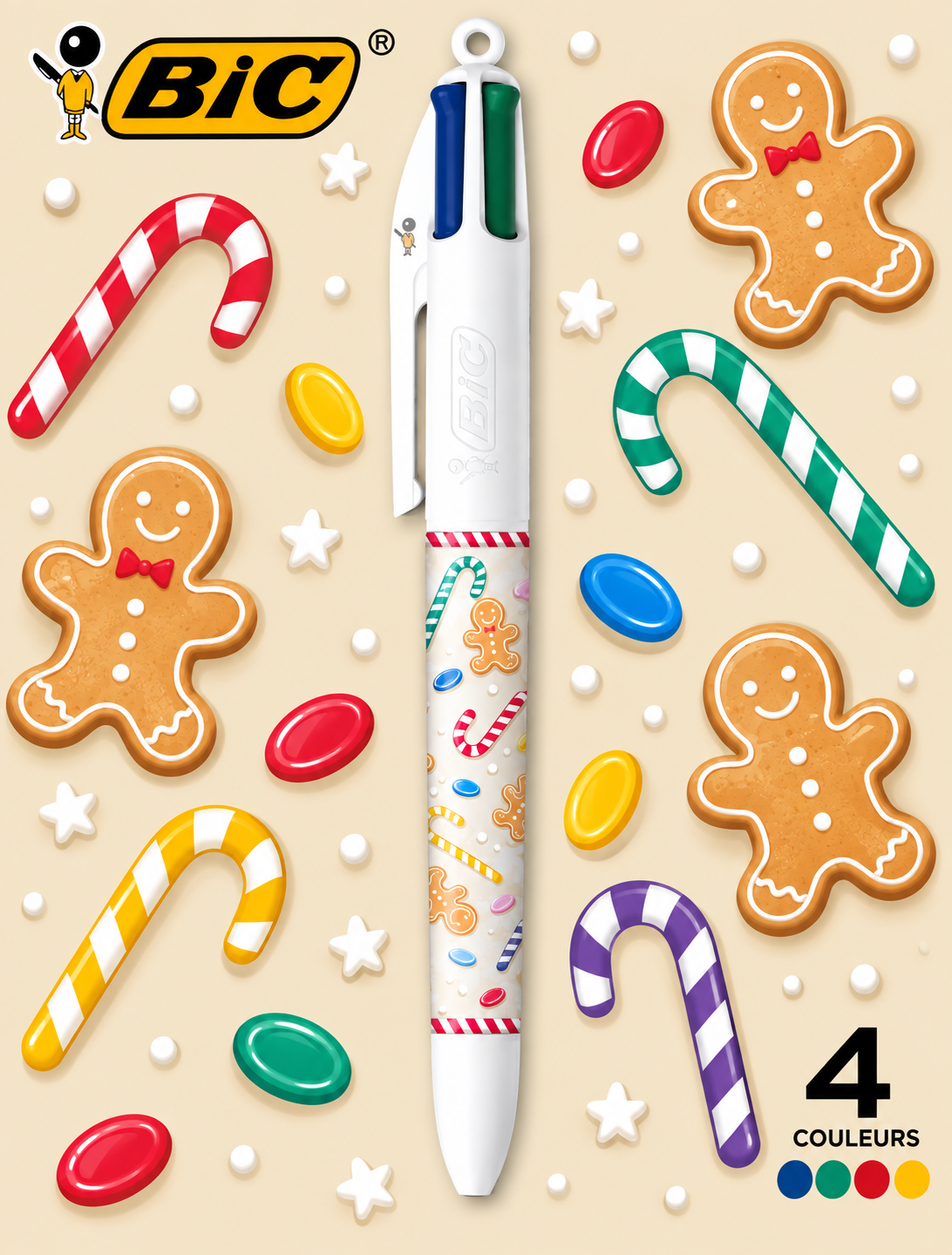 BIC 4 Couleurs rechargeables édition limitée de Noël