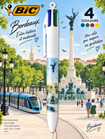Stylo BIC 4 Couleurs décor Monument aux Girondins et tramway bordelais