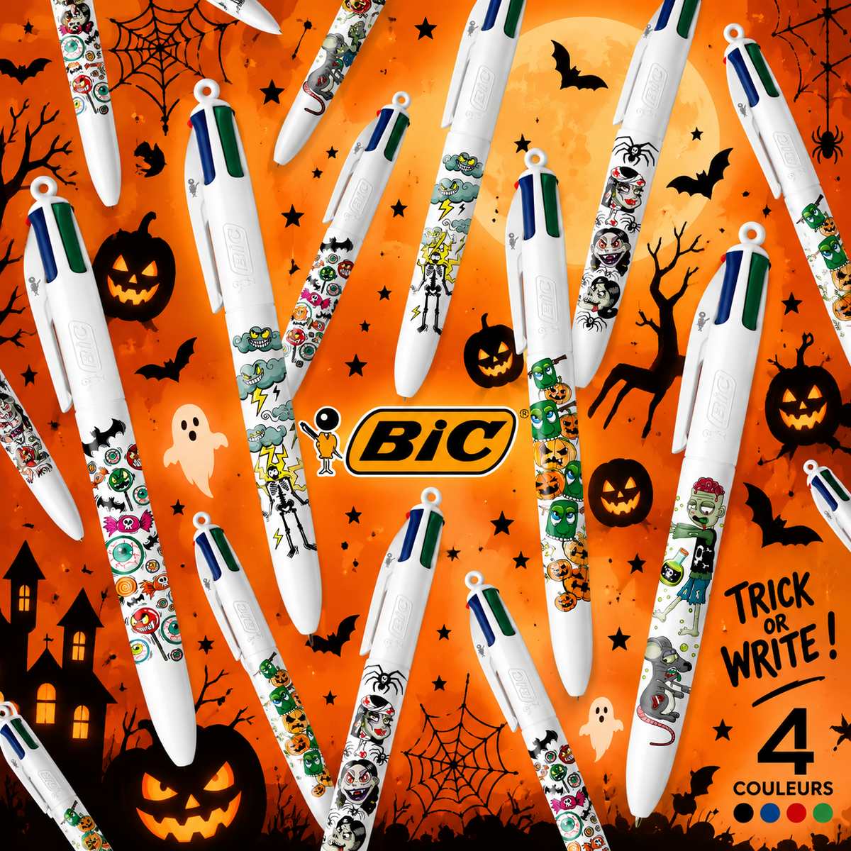 Stylo BIC 4 Couleurs Petits Monstres rechargeable en édition limitée