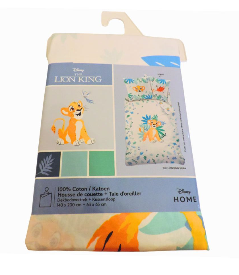 Parure de lit officielle Le Roi Lion Disney – Housse couette Simba 140x200 cm enfant